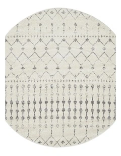 Chrome Elsa Round Rug in White/Silver