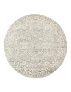 Evoke Shine Transitional Round Rug in Silver