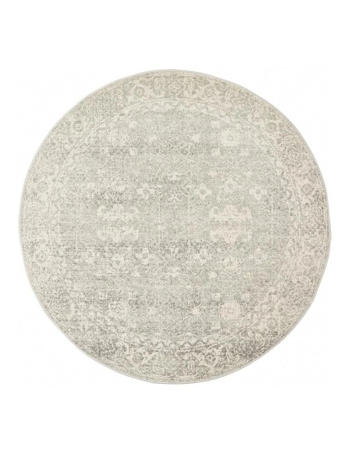 Evoke Shine Transitional Round Rug in Silver image 1