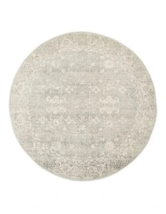 Evoke Shine Transitional Round Rug in Silver