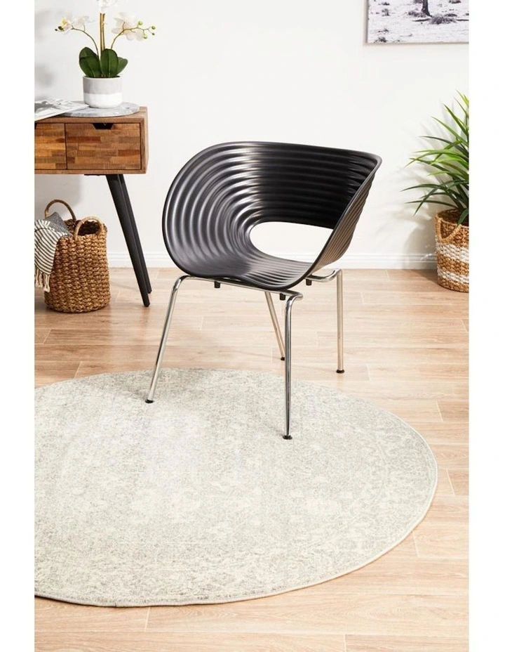 Evoke Shine Transitional Round Rug in Silver image 6