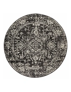 Evoke Scape Transitional Round Rug in Charcoal