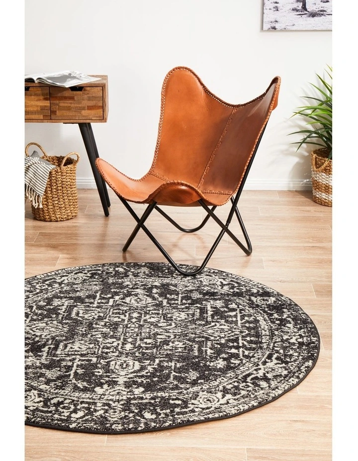 Evoke Scape Transitional Round Rug in Charcoal image 2