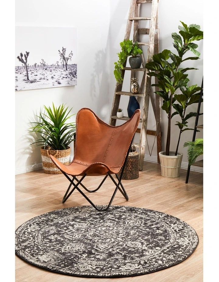 Evoke Scape Transitional Round Rug in Charcoal image 3