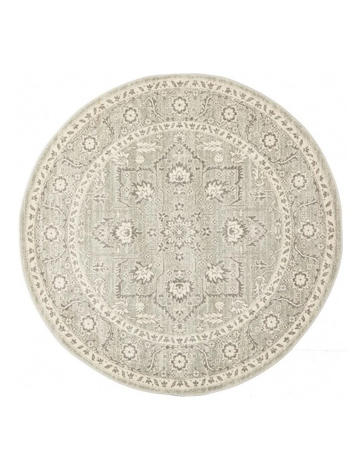 Evoke Flower Transitional Round Rug in Silver image 1