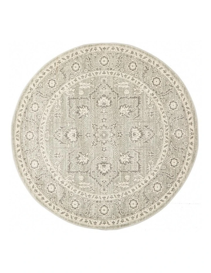 Evoke Flower Transitional Round Rug in Silver image 4