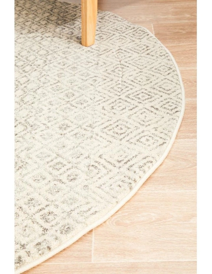 Rug Culture 8kg Evoke Diamond Transitional Round Rug In Grey image 5
