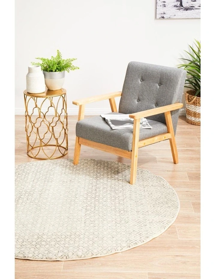 Rug Culture 8kg Evoke Diamond Transitional Round Rug In Grey image 6