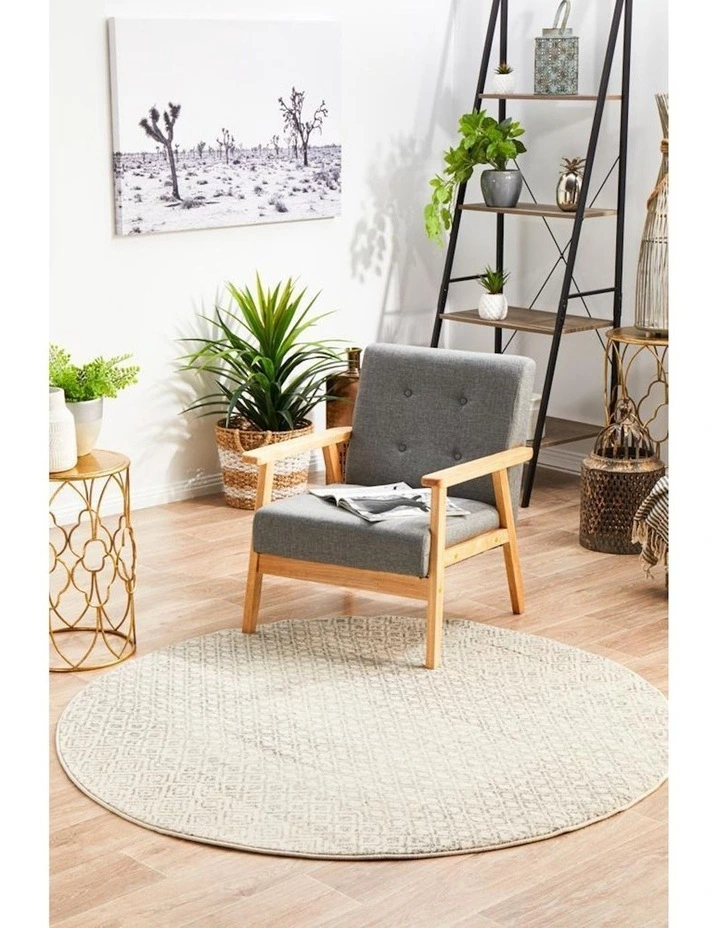 Rug Culture 8kg Evoke Diamond Transitional Round Rug In Grey image 7