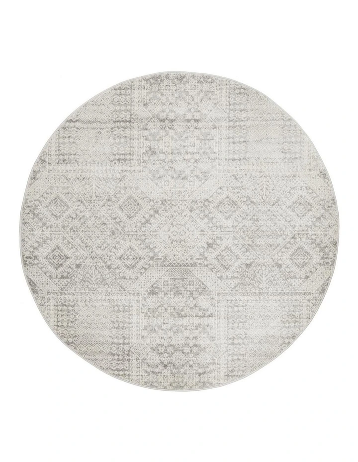 Mirage Zelda Round Rug in Silver Grey image 1