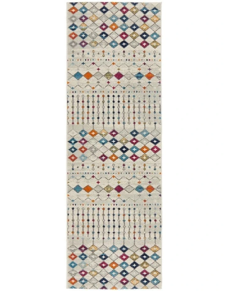 Mirage Peggy Tribal Morrocan Style Runner Rug in White image 1