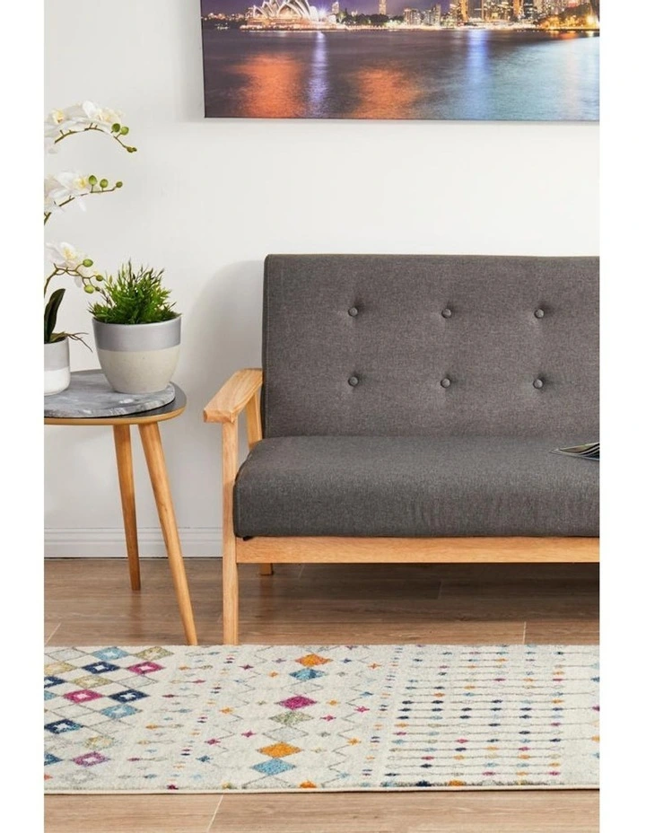 Mirage Peggy Tribal Morrocan Style Runner Rug in White image 4