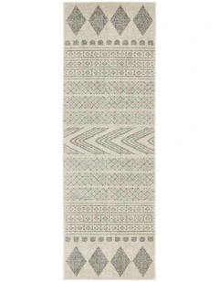 Mirage Adani Modern Tribal Design Runner Rug in Cream/Grey