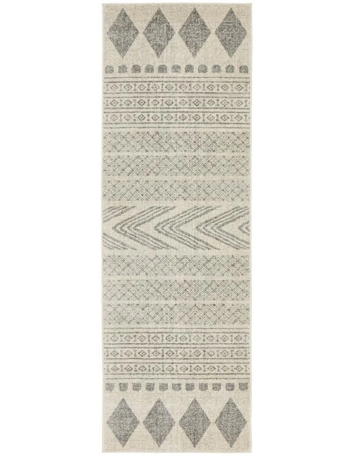 Mirage Adani Modern Tribal Design Runner Rug in Cream/Grey image 1