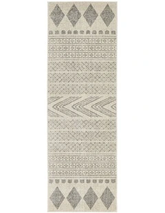 Mirage Adani Modern Tribal Design Runner Rug in Cream/Grey