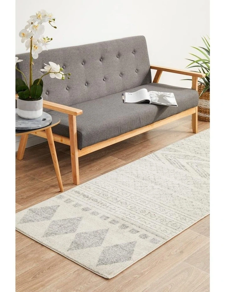 Mirage Adani Modern Tribal Design Runner Rug in Cream/Grey image 2