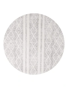 Oasis Salma Tribal Round Rug in White/Grey