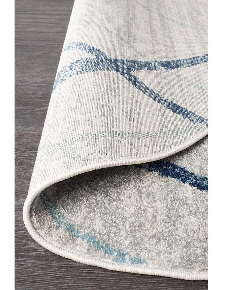 Oasis Noah Contemporary Round Rug in White/Blue image 5