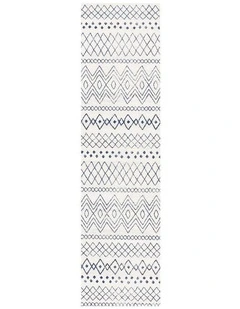 Oasis Nadia Rustic Tribal Runner Rug in White