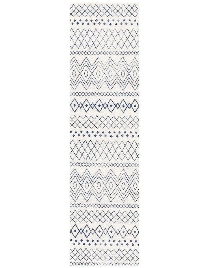 Oasis Nadia Rustic Tribal Runner Rug in White image 1