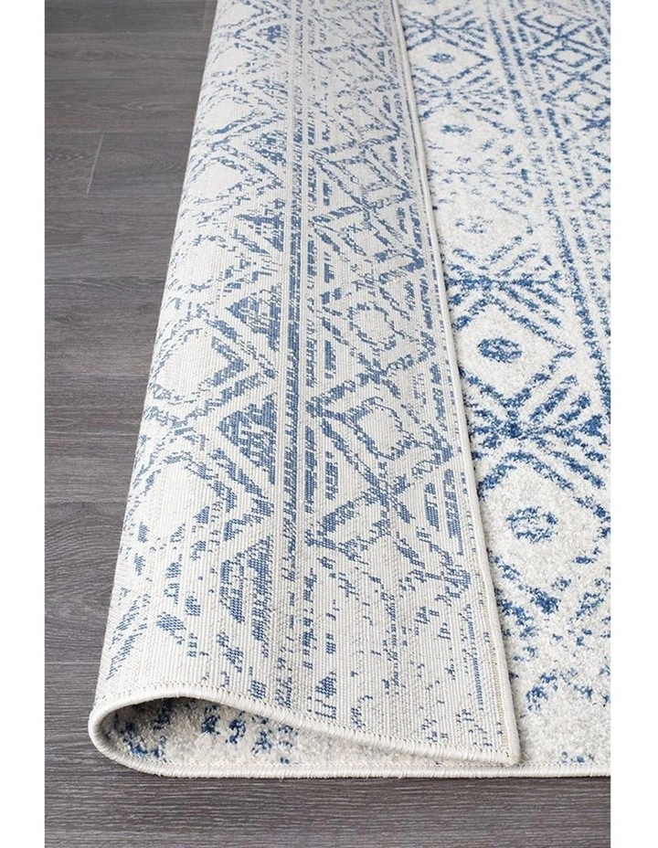 Oasis Ismail Rustic Rug in White Blue image 3