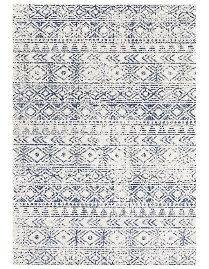 Oasis Ismail Rustic Rug in White Blue image 4