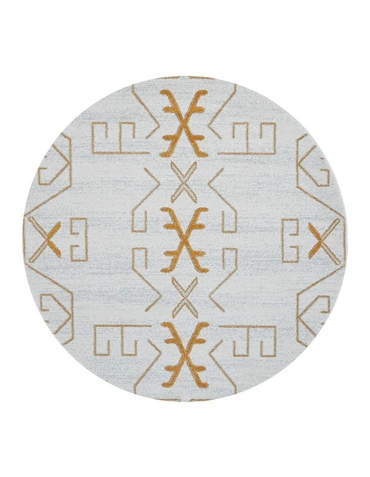 Rug Culture Paradise Cala Round Rug In White/Gold image 1