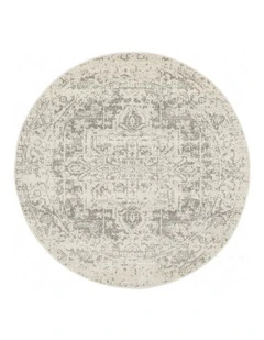 Evoke Dream Transitional Round Rug in White Silver