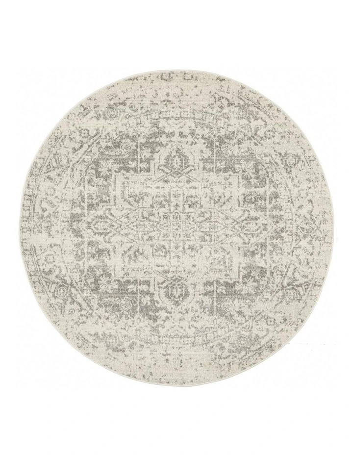 Evoke Dream Transitional Round Rug in White Silver image 1
