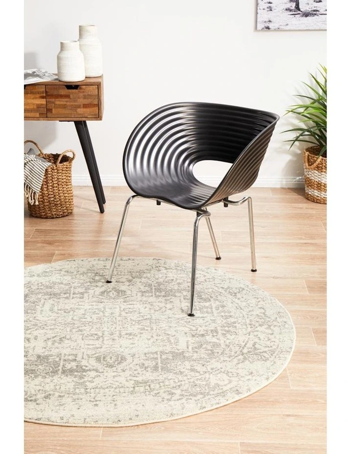 Evoke Dream Transitional Round Rug in White Silver image 5