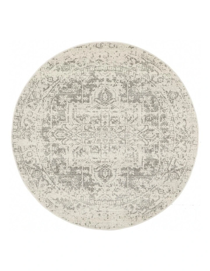Evoke Dream Transitional Round Rug in White Silver image 7
