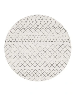 Oasis Selma Tribal Round Rug in White Grey
