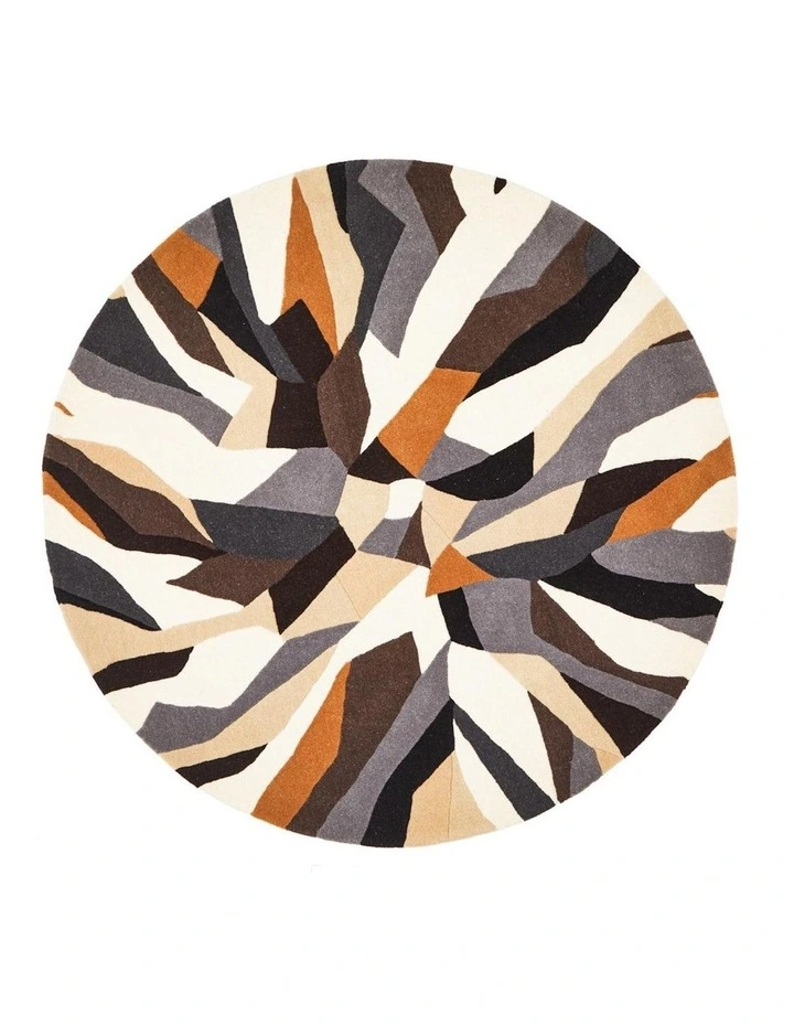 Matrix Pure Wool 903 Fossil Round Rug in Multi image 1