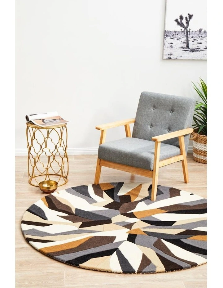 Matrix Pure Wool 903 Fossil Round Rug in Multi image 2