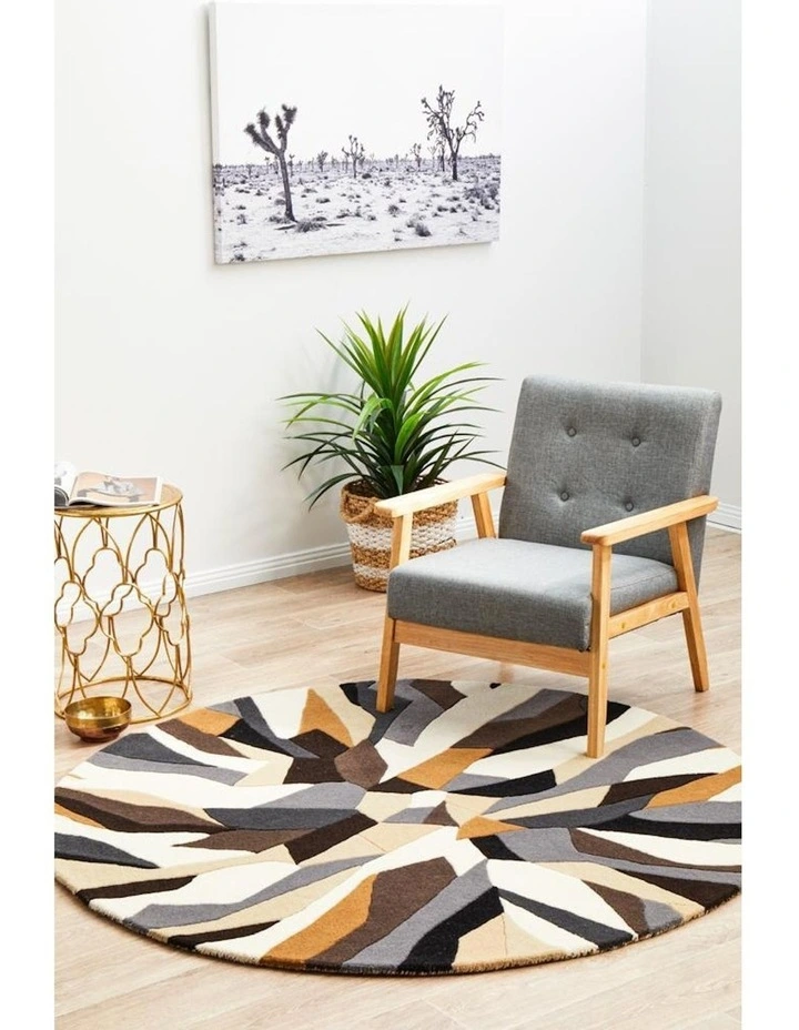 Matrix Pure Wool 903 Fossil Round Rug in Multi image 3