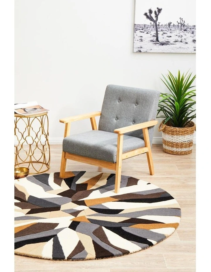 Matrix Pure Wool 903 Fossil Round Rug in Multi image 4