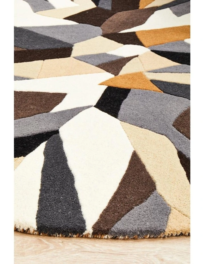 Matrix Pure Wool 903 Fossil Round Rug in Multi image 5