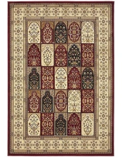 Sydney Collection Traditional Panel Pattern Rug in Burgundy