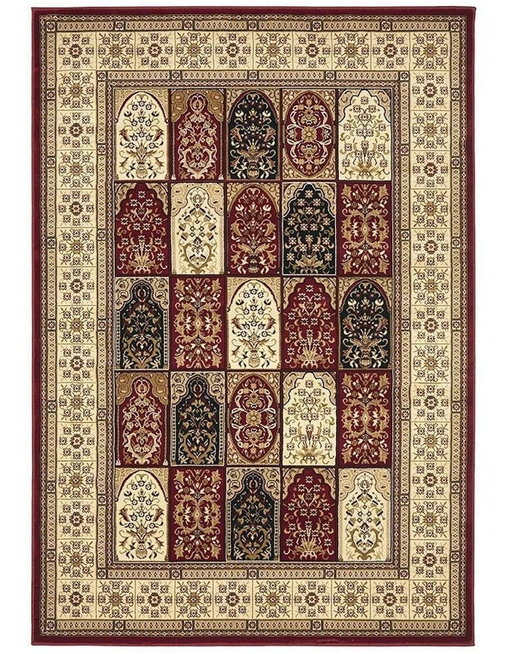 Sydney Collection Traditional Panel Pattern Rug in Burgundy image 1