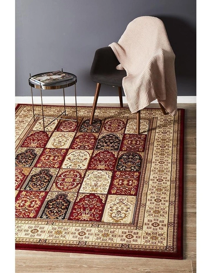 Sydney Collection Traditional Panel Pattern Rug in Burgundy image 6