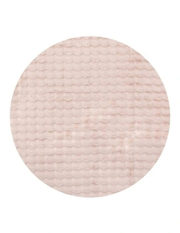 Bubble Round Machine Washable Rug in Blush