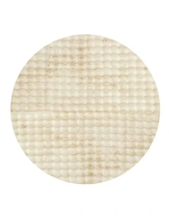 Bubble Round Machine Washable Rug in Natural