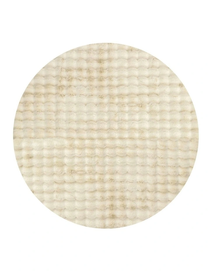 Bubble Round Machine Washable Rug in Natural image 1