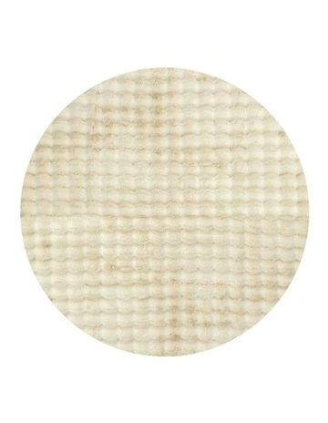 Bubble Round Machine Washable Rug in Natural