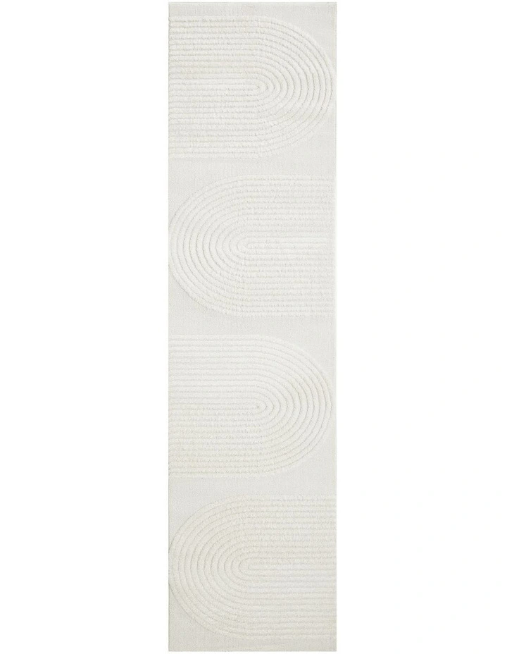 Lotus Abbey Runner Rug in White image 1