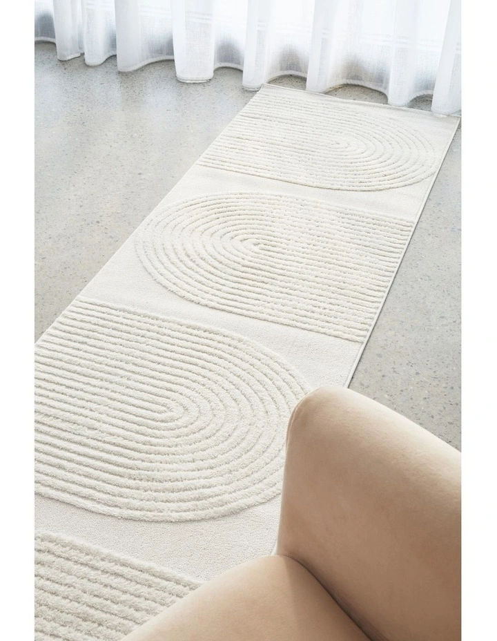 Lotus Abbey Runner Rug in White image 2