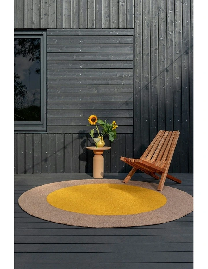 Habitat Festival Round 496306 Outdoor Rug in Yellow image 2