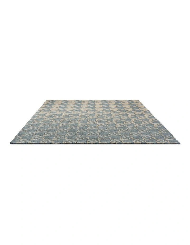 Hound Stooth Washed 455708 Outdoor Rug in Blue image 4