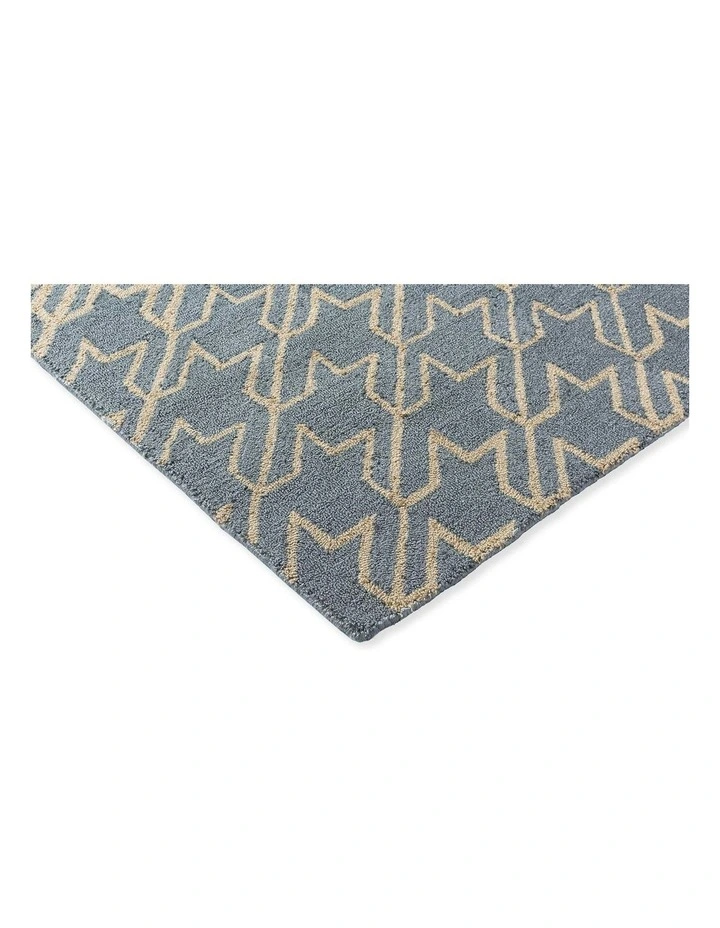 Hound Stooth Washed 455708 Outdoor Rug in Blue image 5