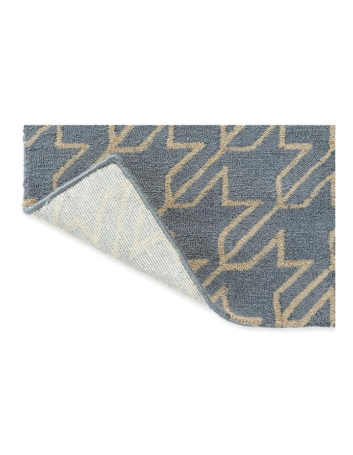 Hound Stooth Washed 455708 Outdoor Rug in Blue image 6